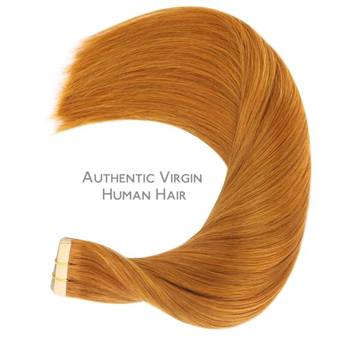 Image of WENNALIFE Tape in Hair Extensions Human Hair, 20pcs 40g 12 inch Auburn Ginger Remy Hair Extensions Straight Human Hair Tape in Extensions Skin Weft Tape Extensions Human Hair