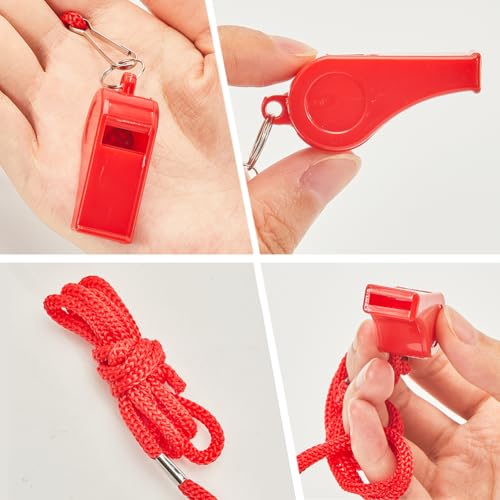 Silbatos deportivos plásticos 12 piezas con cordón miniatura 6