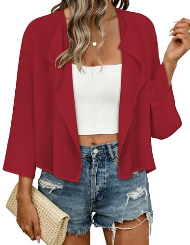 Image of Womens Summer Tops Short Shrugs Kimono Cardigans Casual Chiffon Bolero Jackets 2026