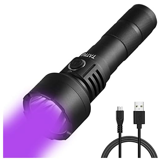 TATTU U2 UV Flashlight Rechargeable 395nm Black Light Torch Blacklight 10W Ultraviolet LED Lamp with Micro USB Charging Cable