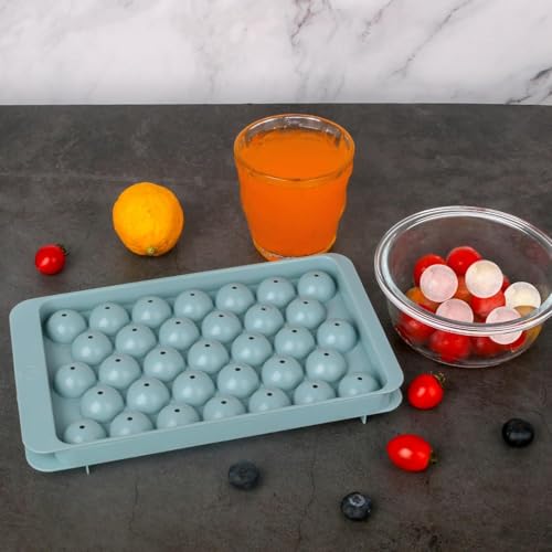 Image of AIG 33 Cavity Ice Cube Tray for Freezer, Round Ice Cube Tray with Spill-Resistant Lid, Easy-Release Reusable Ice Mold for Drinks & Beverages (Pack of 1)
