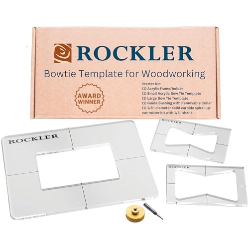 Rockler Bow Tie Inlay Kit w/Frame, Bit, & Bushing - Decorative Router Templates for Woodworking - Transparent Butterfly Inlay Template Set - 3-in-1 Acrylic Router Inlay Kit for Precise Cuts