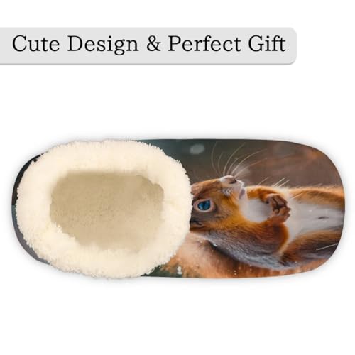 Cute Squirrel House Slippers for Women Men, Winter Squirrel Fuzzy Soft Cozy Non Slip Slipper Socks3