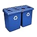 Rubbermaid Commercial Products Slim Jim Glutton Recycling Station, 92Gallons/348 Liters, Blue Recycling Waste Containers for Plastic/Glass Bottles/Paper/Compost/Trash