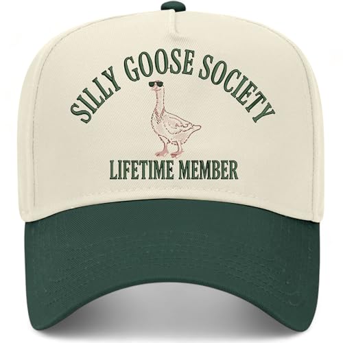 Vintage Sporty Trucker Hats | Women & Men | American Cute Country Western | Drinks Laughs Life | Cotton Snapback (US Alpha One Size Silly Goose Green Natural)