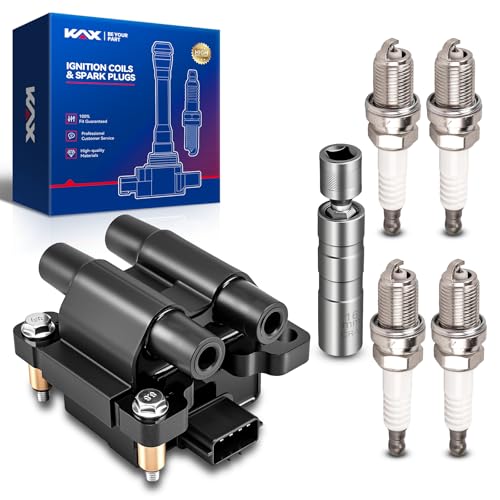 Image of KAX Ignition Coil & 4 Spark Plugs Set for Outback, Impreza, Forester | (w /Tool)Fits Outback 2005-2009 2.5L, Impreza 2005-2010 2.5L, Forester 2005-2008 2.5L, Legacy 2005-2009 2.5L, 9-2X, UF538