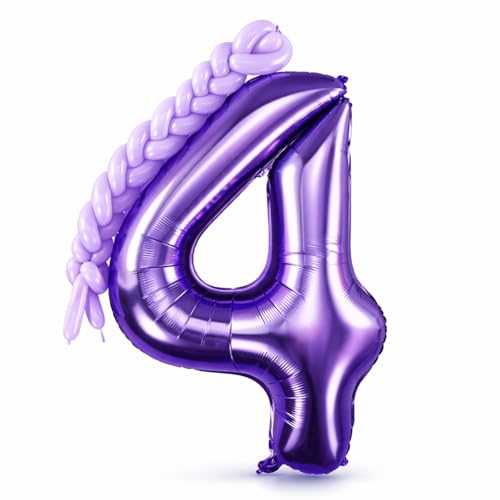 Charnoel Kpop Number 4 Balloons 40 Inch Purple Kpop Party Decorations