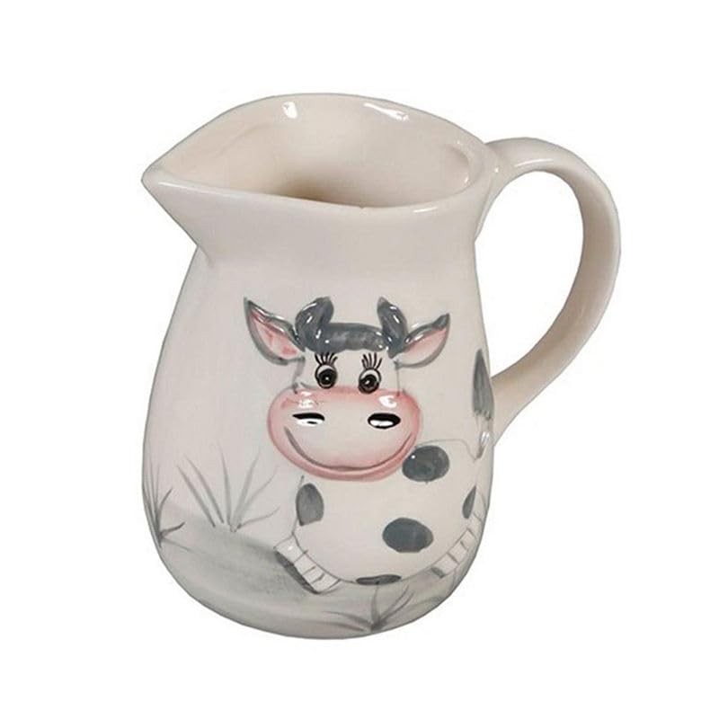 Jarra Lechera de Cerámica con Diseño de Vaca, 750 ml, 10 x 9 x 15 cm, Blanco. Jarra de Leche Cerámica
