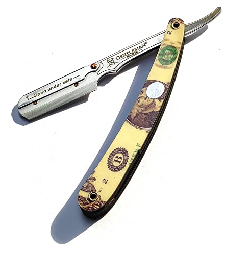 Image of Gentleman Razor 3D Dollar Printed Stainless Steel Straight Edge Barber Razor For Men (FREE Blade Inside)