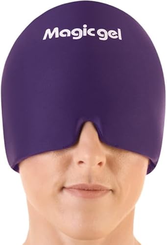 Magic Gel Cuffia per Mal di Testa e Emicrania - Copritesta in Ghiaccio Gel per Alleviare il Dolore e Ridurre la Tensione alla Testa. Elastico e Comodo - Viola