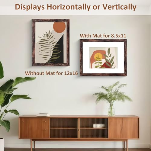 Image of LUCKYLIFE 12x16 Picture Frame Brown for Wall Mounting, 2 Pack