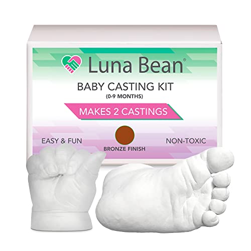 Image of Luna Bean Baby Keepsake Hand Casting Kit - Plaster Hand Casting Kit for Infant Hand & Foot - Baby Casting Kit for Baby Gifts (Bronze Finish)