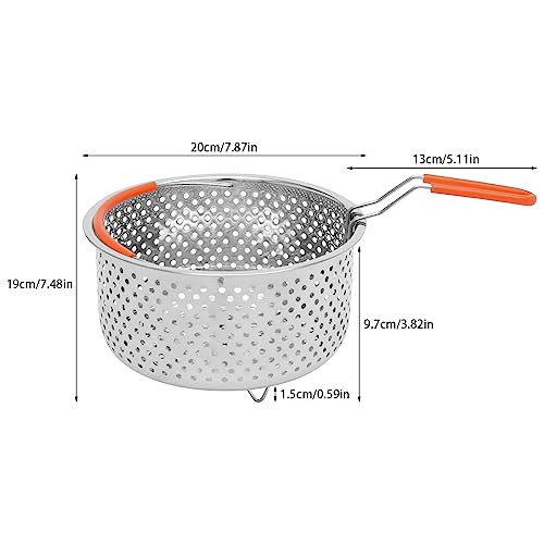 Cesta Profunda de Freidora de Acero Inoxidable, Cesta Redonda de Malla de 7.87 x 7.48 Pulgadas, Accesorio Multifuncional Removible para Escurrir y Servir, con Manijas Plegables miniatura 2