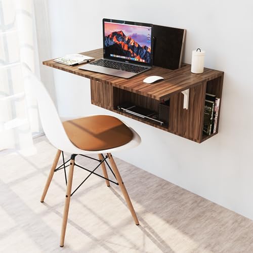 Salas, Home Improvement SOBRIO STUDIO Escritorio Plegable Sira Home Office Empotrable en Pared con Almacenamiento (Nogal Terracota)