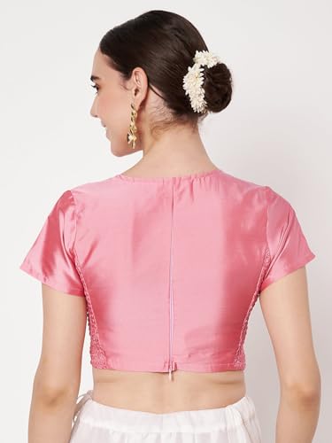 Image of studio rasa Women's Silk Blend Stretchable Blouse for Festive Wedding Party