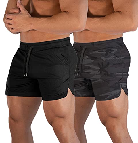 FLYFIREFLY Men's Gym Workout Shorts Running Lightweight Athletic Short Pants Bodybuilding Training