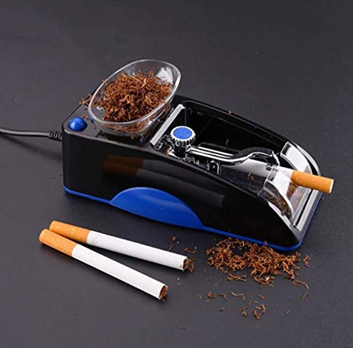Portable Household Electric Cigarette Rolling Machine,Mini Automatic Injector Tobacco Roller Maker with Transparent Tobacco Hopper. (Blue one)
