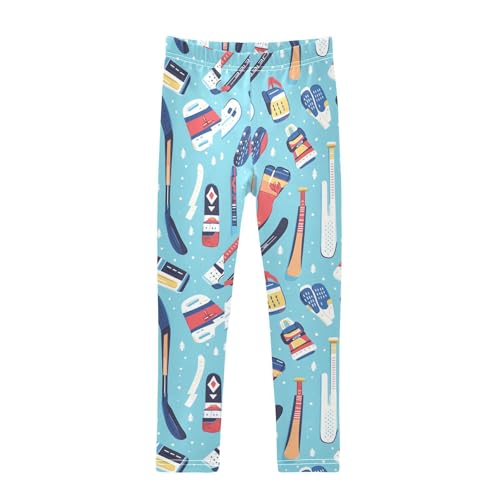 Wusikd Hockey Girls' Leggings Toddler Doodles Blue Kids Yoga Pants Dance Active Tights 4T