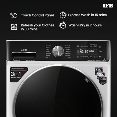 Image of IFB 10 Kg /7 Kg /3 Kg 3-in-1, AI Powered, Fully Automatic Washer Dryer Refresher (IFB Laundrimagic, EXECUTIVE PLUS ZXS, 9 Swirl Wash, Eco Inverter Technology, Rich Silver)