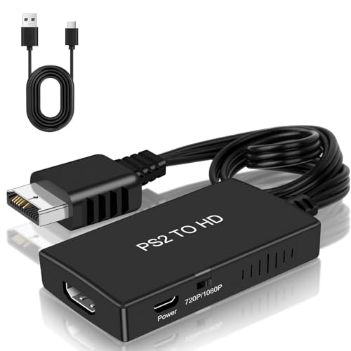 Puzkom PS2 to HDMI Adapter HDMI Converter for PlayStation 2/ PlayStation 3 Console Supports All PS2 Display Modes Link to HDTV with 720P / 1080P Switch HD Video Output