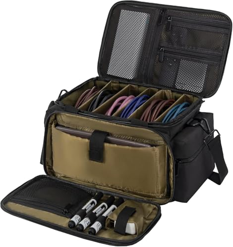 AKOZLIN Cable File Bag DJ Gig Bag Cord Organizer Case with Detachable Dividers for Laptop DJ Gear Sound Instrument and Music Equipment Accessories Black Green