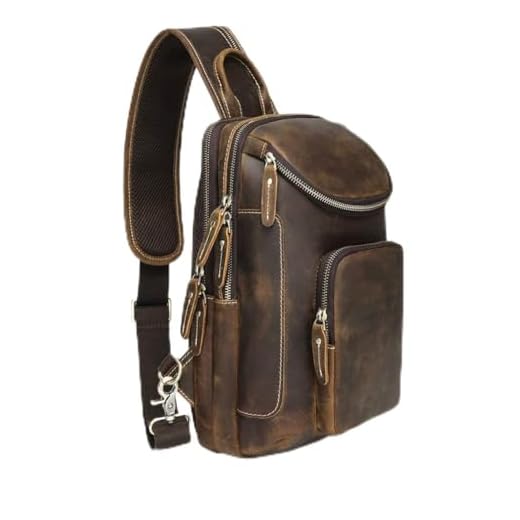 LANNSYNE Leather Sling Bag for Men