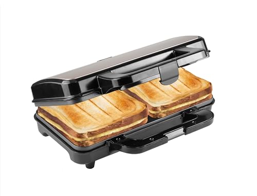 Bestron XL appareil croque monsieur, appareil à sandwich idéal pour les sandwichs américains (XL), pour deux sandwichs en forme de coquille, avec réglage...