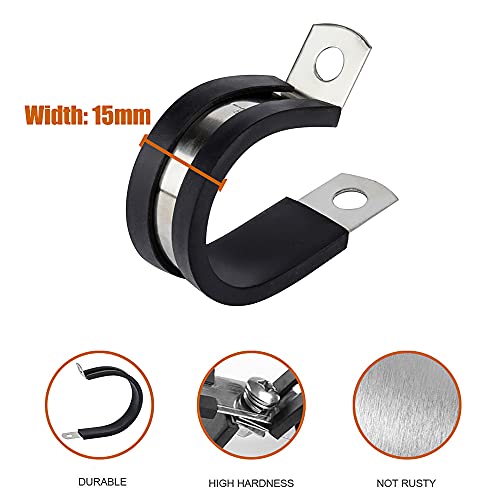 Ispinner 80Pcs Cable Clamps Assortment Kit, 304 Stainless Steel Rubber Cushioned Pipe Clamps In 9 Sizes 2" 1-3/4" 1-1/2" 1-1/4" 1" 3/4" 1/2" 3/8" 1/4" #TOP3