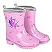 PERLETTI Stivaletti Pioggia Unicorno Bambina - Stivali Impermeabili Bimba Rosa con Stelle - Scarpe in PVC con Suola Sicura Antiscivolo e Bordo Argento - Galosce Fucsia Cool Kids (Rosa, 26/27 EU)