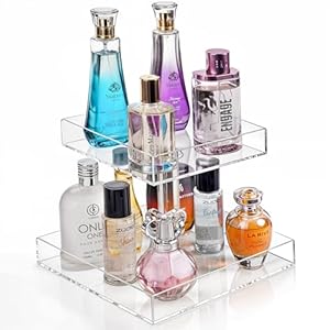 Winter Shore 2 Laags Parfum Organizer Display – Doorzichtig Acryl Opslag voor Make-Up, Cosmetica, Cologne, Skincare – Organizer Tray voor Badkamer, Make-Up Tafel, Dressoir, Keuken, Slaapkamer, Winkel