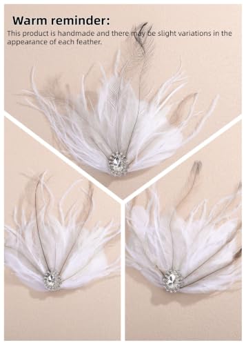 Pinza para cabello con plumas blancas y cristales miniatura 4