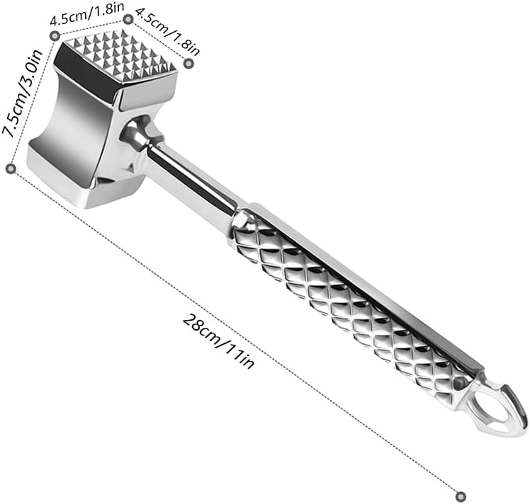 304 Stainless Steel Meat Tenderizer Hammer, Dual Sided Meat Mallet Pounder for Beef, Steak & Poultry - Kitchen Tools
