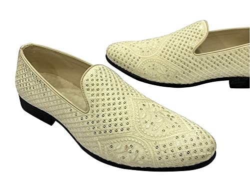 Punjabi Jutti for Men's Loafer Shoes Embroidery Slip-On Party Shoes Mojaris Wedding Bridal Dress Shoes4