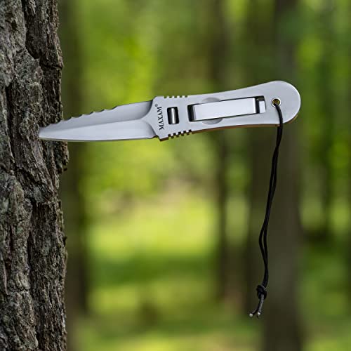 Maxam Tactical Knives - Concealable Fixed Blade Knife With Sheath - Full Tang Blade With Serrated & Smooth Edges - 7.5-Inch #TOP4