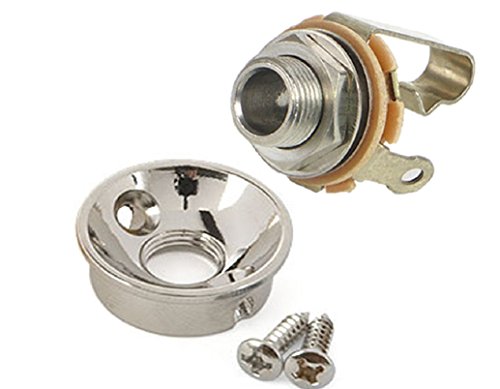 Electrosocket Jack Plate for Telecasters - Polished Nickel Finish + Switchcraft J11 Mono Jack