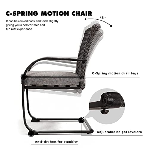 Grand Patio 3 Piece Bistro Set, Outdoor Patio Rocking Wicker Chairs With Removable Cushions And Small Coffee Table, Heavy Duty Funiture Set For Porch, Balcony, Patio, Deck Backyard, Garden, Grey #TOP3