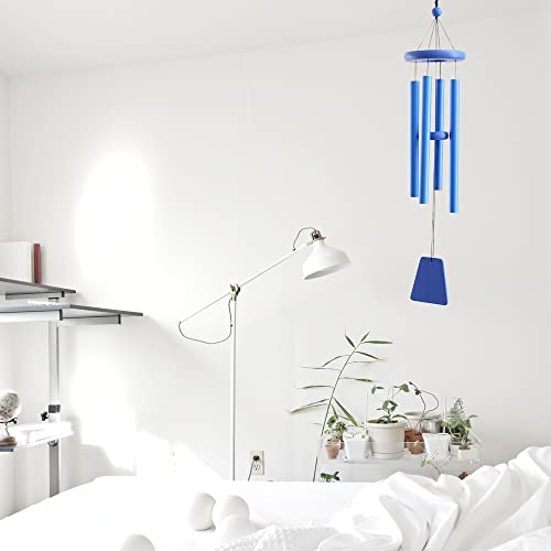 24" Aluminum 4Tubes Tuned Metal Wind Chimes For Outside Unique Deep Tone Indoor Sympathy Memorial Wind Chimes For Living Room Balcony Window Decor(Blue) #TOP1