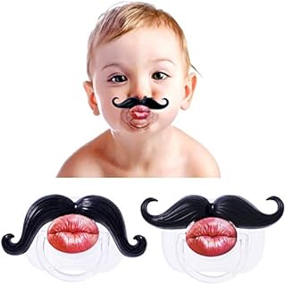 Uooker Mustache Pacifier, Funny Gentleman Mustache, Cute Baby Handlebar, Funny Baby Pacifiers for Newborn, BPA Free Latex Free Made with Toddler Soft Silicone 2Pcs