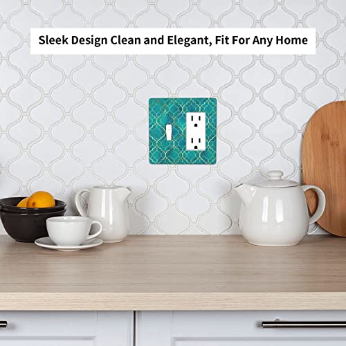 Moroccan Tiles Combination Toggle Rocker Light Switch Cover Decorative 2 Gang Wall Plate Electrical Gfci Switchplate For Bathroom Kitchen Living Room Home Decor #TOP6
