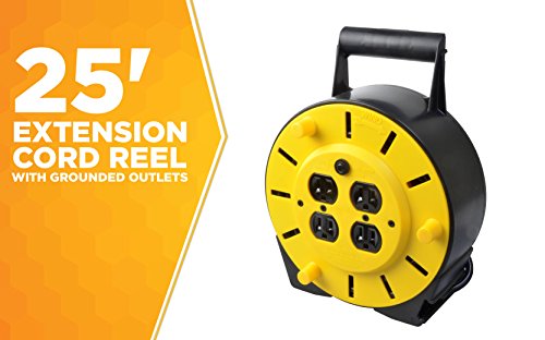 Woods 4907 Extension Cord Reel With 4-Outlets 16/3 Sjtw And 12A Circuit Breaker, 25-Foot #TOP1