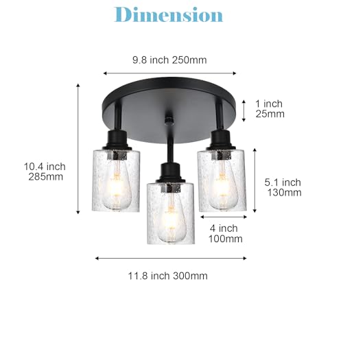 Image of 3 Light Modern Track Lighting with Flexibly Rotatable Light Head, Black Track Lighting Fixtures Ceiling Industrial Kitchen Round Ceiling Spotlight for Home Dorm Dining Room Hallway Closet