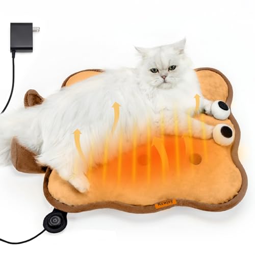 Nxwjoy Heated Cat Bed for Indoor Pets Pressure-Activated Cat Heating Pad Extra Large Electric Pet Heated Pad Adjustable Temp Pet Heating Pads with Removable Cover Biscuits Brown 21X 21