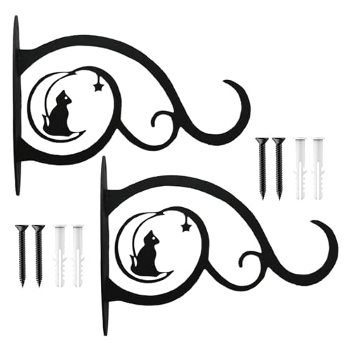 Générique Support Pour Suspendues,Lot de 2 en fer antirouille robuste au style vintage,Crochet Mural Et Clôture Pour Jardinières Et Lanternes | Carillons Éoliens Paniers Fleuris Jardin Balcon Cour