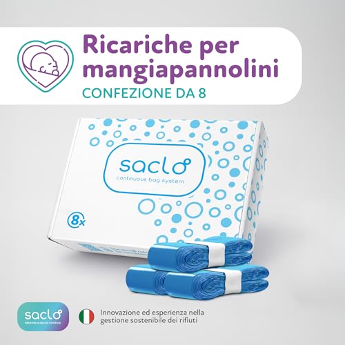 Saclò | Recarga para Contenedor de Pañales, Compatibles con Tommee Tippee, 8 Recargas de 6 m, Hasta 280 Pañales por Recarga, Lavanda, Resistente y Antiolor - imagen 2