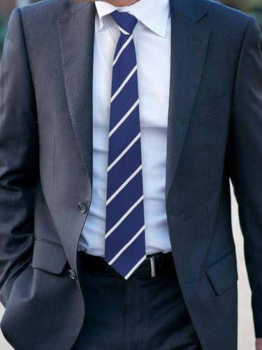 Image of Luckyvestir Striped Ties for Men Classic 3.15 inch Men's Tie Formal Neckties for Business Graduation Dinner Wedding