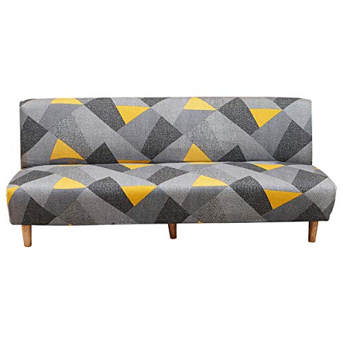 Mifxin Armless Futon Slipcover Folding Sofa Cover Stretch Elastic Couch Furniture Protector For Foldable Futon Sofa Bed Without Armrests (Yellow Black) #TOP11
