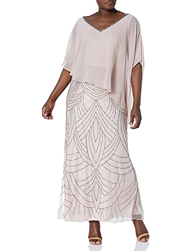 J Kara Women s Pop Over Dress with Beaded Bottom, Blush Mercury, 8