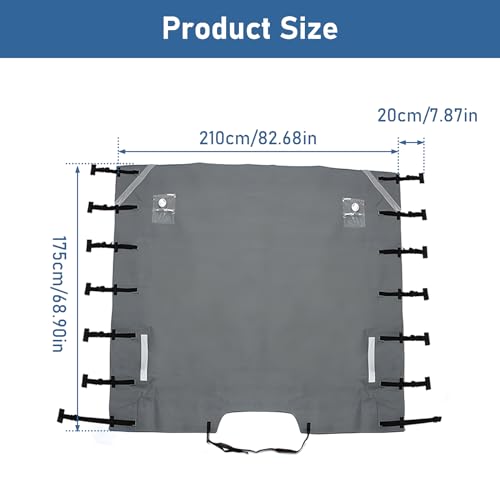 SWTHM Caravan Front Towing Cover, 420D Universal RV Front Towing Cover 86.68 x 68.9 Inch Caravan Front Towing Cover Caravan Covers Protector with Reflective Strips with 2 LED Lights for Motorhome RV