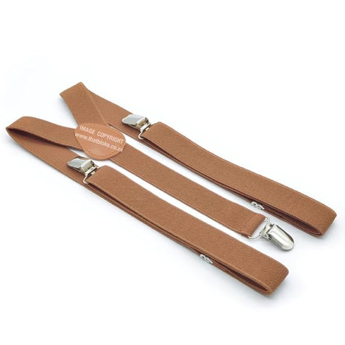 Y-Back style Suspender Belts for boys, kids,men and women (tan)