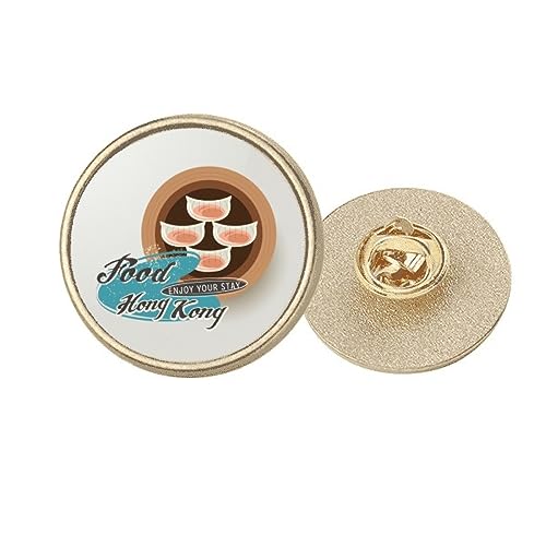 Broche Har Gow Hong Kong en métal doré taille M pour veste et sac